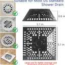 Shower Hair Drain Catcher, 2 Pack 5.1in Square Silicone Hair Catcher Shower Drain, Shower Drain Cover Strainer for Shower Room Floor Drain Protector, Dark Grey