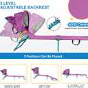 Colorsoul 2 Pack Tanning Chair with Sun Canopy,Adjustable 4-Position Beach Lounge Chair for Adults,Heavy Duty Folding Outdoor Lounge Chair,for Patio Poolside Sunbathing,UPF 50+,300 LBS,Purple, 79 inches x 22 inches x 10.26 inches