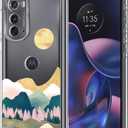 Unov Case Compatible with Motorola Moto Edge 2022 5G Clear with Design Soft TPU Shock Absorption Slim Embossed Pattern Protective Back Cover (Sierra Mountains)