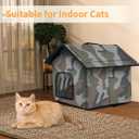 Cat House for Outdoor Cats, Weatherproof Feral Cat House with Mat and Doors, Easy to Put Together, Collapsible Warm Pet Nest Kitty Shelter for Winter, Never Blow Away