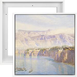 Canvas Frame, 2 Pack Square Floating Frame for 10x10 Oil Paintings, Stretched Canvas Pictures Prints, Home Office Living Room Wall Decor (White)