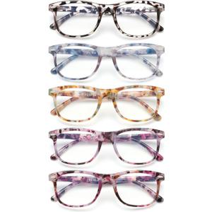 JOLISU 5 Pack Reading Glasses For Women - Stylish Blue Light Blocking Readers -Womens Men Spring Hinge Eyeglasses (2.75)