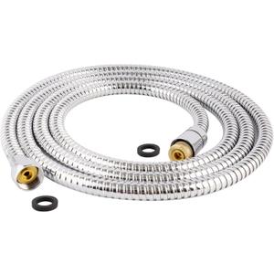 Hibbent All Metal Shower Hose 90 inch (7.5 ft) Bathroom Handheld Shower Head Hose 2.3 meters Extension Replacement Part with Brass Fittings Made of Stainless Steel -Polished Chrome Finish