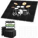 20 Pcs 11x 11 x 0.4 inches Sound Absorbing Interlocking Floor Mats, High Density Non-Slip Anti Vibration Sound proof Pads Acoustic Blankets for Drum Set,Thick Piano Carpet Drum Rug for Music Studio
