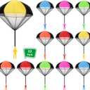 Sratte 12 Pieces Parachute Toy Hand Throw Flying Toys Parachute Men Toy Parachute Figures for Christmas Outdoor Landing Gifts, No Battery Nor Assembly Required (Simple Style)