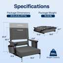 VIVOHOME Height Adjustable High Back Stadium Seats with Back Support and Cushion, 2 Pack Portable Bleacher Chairs with Cup Holder and Shoulder Strap, Comfortable for Various Sports Events, Gray