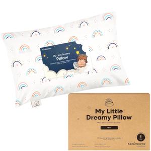 Mini Toddler Pillow with Pillowcase - 9x13 My Little Dreamy Travel Kids Pillow for Sleeping, Toddler Bed, Small, Tiny, Organic Cotton Pillowcase, Soft & Breathable, Kids 2-4 Years Old (Jolly Rainbow)