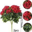 2 Pcs Artificial Geraniums for Outdoor Silk Geranium Flowers Red Artificial Geranium Bush Faux Flowers Geraniums Branch for Garden Patio Grave Cemetary Vase Table Centerpiece Indoor Decor