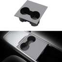 Cup Holder Insert for Tesla Model Y 2024 Accessories 2 in 1 Silicone Console Cover Pad Center Console Cup Holder Interior Accessories for 2021-2023 Model 3& 2021-2024 Model Y (Grey)