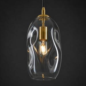 Glass Pendant Lights Kitchen Island Modern Gold Organic Clear Glass Light, 12in