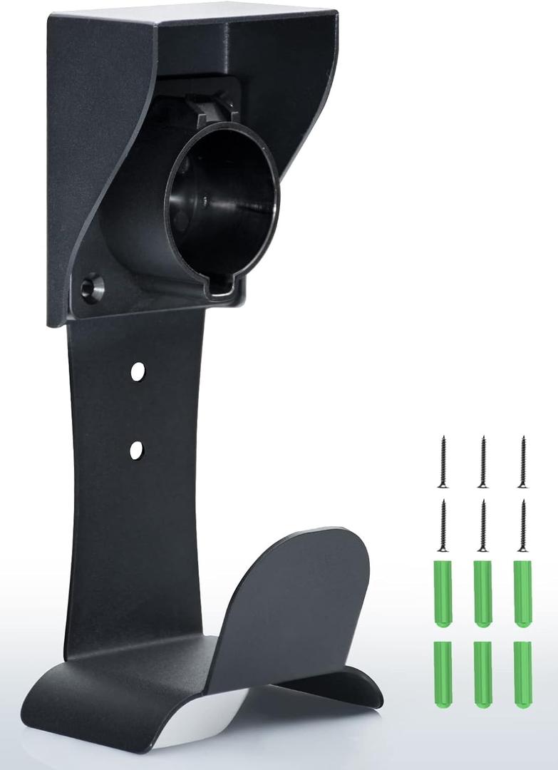 EV Charger Holder Wall Mount J1772 Holder, No Cable Cutting, Outdoor/Indoor, EV Cable Holder and Electric Car Plug Nozzle Holster Dock Combination for SAE J1772 Connector