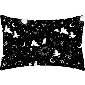 Satin Pillowcase for Hair and Skin,Abstract Moon Sun Silk Pillowcase with Hidden Zipper Soft Breathable Smooth Cooling Pillow Cover 1 Pack Queen Size for Bedroom Sofa 20x30