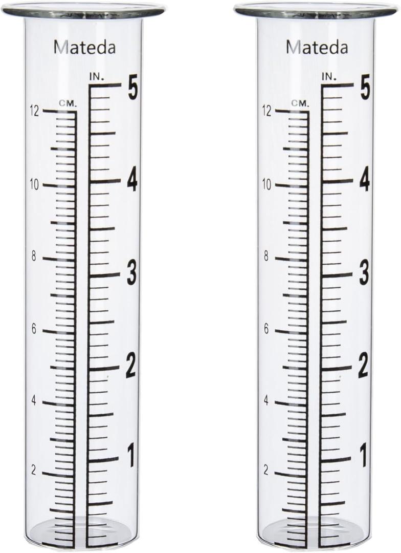 5" Capacity Rain Gauge Glass Replacement Tube, Lip Design, Great for Yard Garden Outdoor Home (2 Pack)