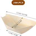 Operitacx 100PCS Sushi Boat Disposable Mini Wooden Serving Trays 3.34Inch for Sushi Appetizer Dessert Buffet Catering Parties - Biodegradable