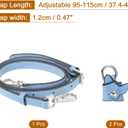 uxcell Genuine Leather Bag Strap Replacement Adjustable Crossbody Bag Straps, 37.4-45.3 Inch Purse Strap for Shoulder Bag Handbag Purse, Blue, Silver Buckle, 1 Set