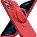 Designed for iPhone 12 Pro Case with Magnetic Invisible Stand Compatible with MagSafe Military Drop Tested Shockproof Silicone iPhone 12 Pro Phone Cases for Women Men MOM Gift 6.1'' 2020, Red