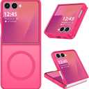 DOMAVER for Samsung Galaxy Z Flip 7 Case, Translucent Matte Compatible with MagSafe Anti-Slip Shockproof Slim Protective Cover for Galaxy Z Flip7 6.9", Hot Pink