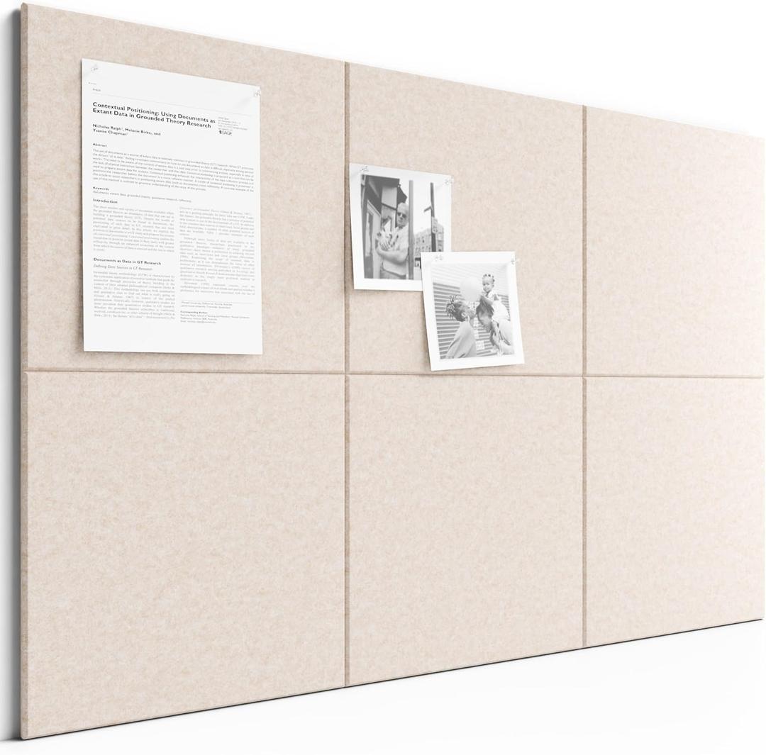 Bumusty Large Cork Board 36" x 24" Alternative - 6 Pack Felt Wall Tiles with 40 Safe Removable Adhesive Tabs, 30 Pushpins, Cork Boards for Walls Pin Board Bulletin Board Office Decor (Oatmeal)