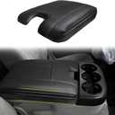 Muslogy Center Console Armrest Cover Fit for Chevy Silverado/Tahoe & GMC Sierra/Yukon 2007-2013 Accessories, Comfort Armrest Pad Console Lid Cushion Vegan Leather 1-Inch Extra Thick(Jump Seat ONLY)