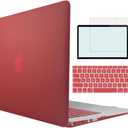 MacBook Pro Retina 15 inch Case Release 2012-2015,4 in 1 Bundle Plastic Hard Shell Snap on Case with Keyboard Skin Screen Protector for Mac Book Pro 15.4 with Retina Display A1398, WineRed