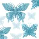 16 PCS Glitter Christmas Tree Butterfly Ornaments, 2 Styles Hollow Butterfly Christmas Decorations with Clips, Artificial Butterfly Ornaments Decoration for Christmas Tree, Holiday Crafts - Sky Blue