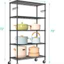 Folews 5 Tier Storage Shelves with Wheels - Adjustable Wire Shelving Unit Metal Shelves for Storage Rolling Utility Shelf Organizer Rack for Kitchen Garage Pantry Closet Laundry(14D x 36W x 75H)