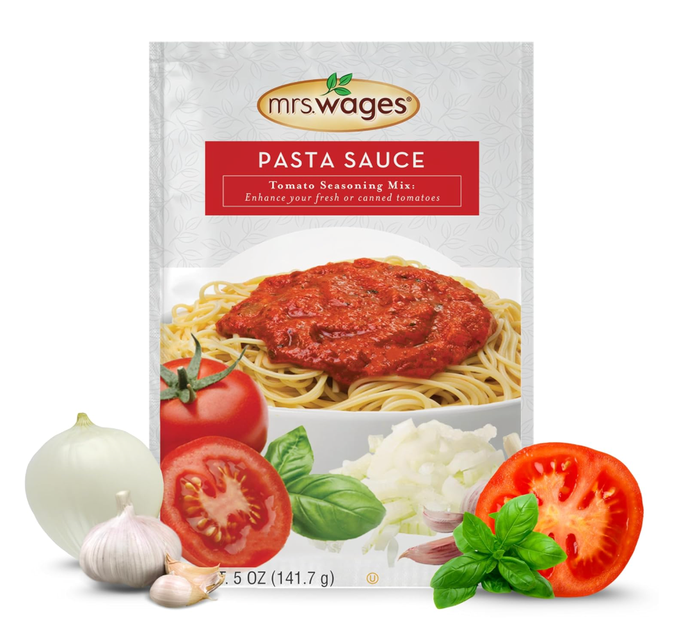 Mrs. Wages Pasta Sauce Canning Mix, Simple Homemade Sauce, 6, 5 oz packets - BBD: 08-31-28
