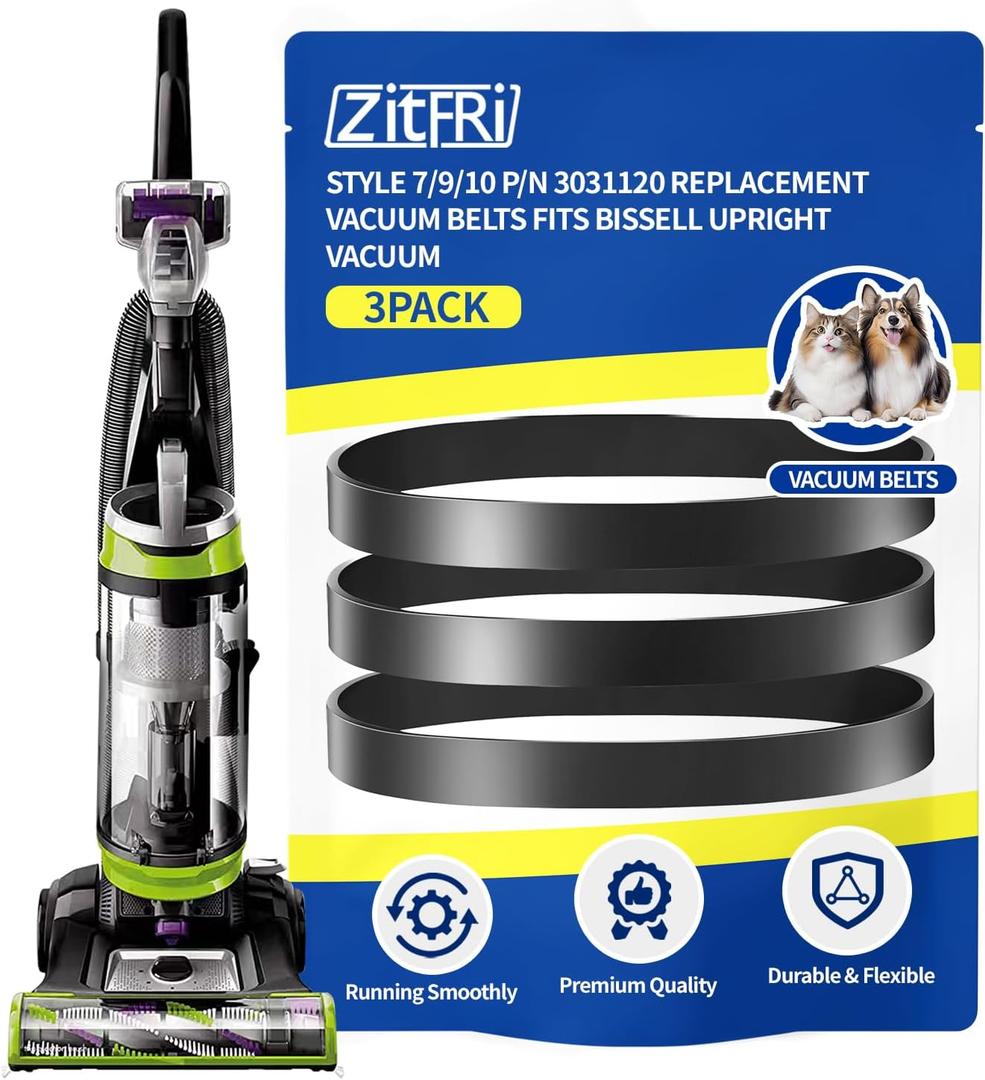 for Bissell Style 7/9/10 P/N 3031120 Vacuum Belt 3-Pack for Bissell PowerForce Helix CleanView Swivel Rewind Pet Powerlifter Pet Hair Eraser Vacuum Cleaner Rewind Parts 2031093 32074 3031123