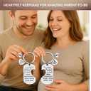 2 x Mom to Be Gifts - Pregnancy Announcement Keychain Set for Daddy and Baby - Parents to Be Jewelry Gift - New Dad First Time Mom Keyring - Future Mother Father Gift