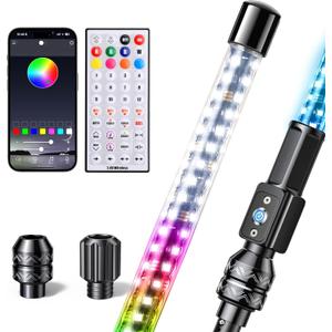 Ehaho 4FT LED Boat Navigation Light with Bluetooth APP & Remote, DIY Colors & 400+ Patterns NavLight Show Boat Whip Lights, Nav Lights Pole Anchor Running Stern Light for Boats