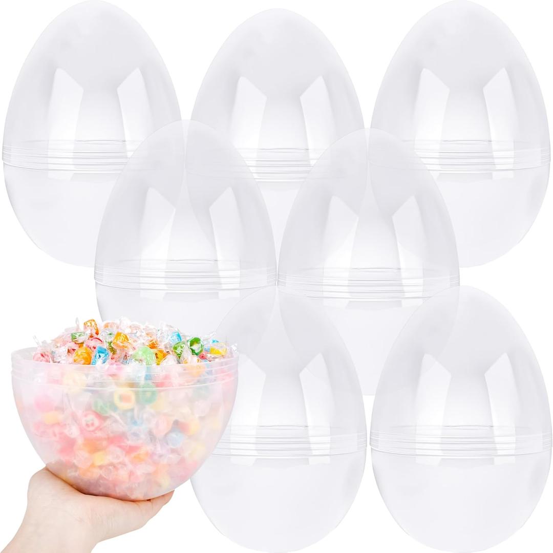 110 Inch Giant Plastic Clear Easter Egg 7 Pcs Empty Oversize Easter Egg Jumbo Plastic Eggs Fillable for Easter Fillers Party Favor (7 Pcs - Clear (10 Inch))