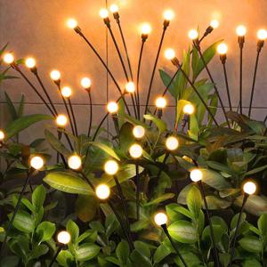 Solar Garden Lights,Solar Firefly Lights,8 Pack 64 Heads Solar Lights Outdoor Decorative,Sway by Wind, High Flexibility Iron Wire & Heavy Bulb Base,Yard Patio Pathway Lawn (Warm White)