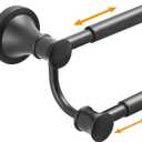 Hoimpro Adjustable Retractable 15-27 Inches Stainless Steel Bathroom Towel Bar, Bathroom Accessories Bath Hotel Double Towel Bar Rod Hanger Wall Mounted Towel Holder Towel Rack, Matte Black