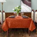 SiinvdaBZX Damask Rectangle Tablecloth, Luxury Jacquard Design Rust/Burnt Orange Table Cloth 60" x 102", Wrinkle Free Satin Polyester Table Cover for Dinner Party Banquet Holiday