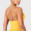 YEOREO SoftHue Impact Longline Strappy Top Women's Halter Workout Tank Tops Backless Gym Longline with Adjustable Strap (Yellow, M)