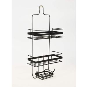 AQ Hanging Shower Caddy, Extra Wide Bathroom Organizer for Shampoo, Conditioner & Soap with Multi-Functional Hooks - Matte Black