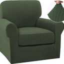 Turquoize 2 Piece Chair Covers Chair Slipcovers for Living Room Small Armchair Chair Cover with Arms Washable Furniture Cover for Chairs Feature Thick Jacquard Fabric (Small Armchair, Bronze Green)