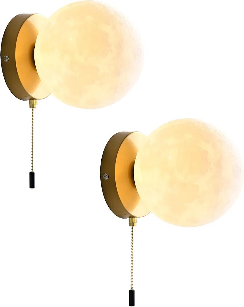 Wall Lamp Modern Minimalist Moonlight Wall Sconce with Soft Lighting, G9 Bulb Included, Perfect for Bedroom, Living Room, Bathroom, Hallway (2 Gold Pack)