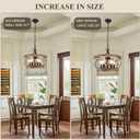 20" Farmhouse Chandelier, 5-Light French Country Drum Chandelier Over Table, Wood Chandelier for Kitchen Island Dining Room Entryway