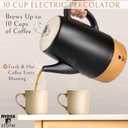 Moss & Stone 10 Cup Black Percolator Coffee Pot Electric, Stainless Steel Coffee Percolator Electric With Keep Warm Function, Classic Perculator Pot With Removable Basket for Home or Office