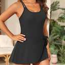 One Piece Swimdress for Women - Tummy Control Swimsuit with Skirt 2025 Wrap Tie Side Bathing Suit Dress, XL