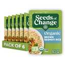 SEEDS OF CHANGE Certified Organic Brown Basmati Rice, Organic Food, 8.5 OZ Pouch (Pack of 6) BBD: 04/26