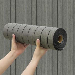Wood Slat Peel and Stick 3D Wall Panel -15.75"x118"Soundproof Self-Adhesive Wall Sticker, Removable Thick PVC Slat Contact Paper for Kitchen, Bedroom,Ceiling Wall Decoration(Dark Gray,13Sq.ft)