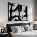 Large Framed Black and White Abstract Wall Art for Living Room, 24x36 Inch