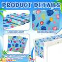 2 Pcs Cartoon Hawaii Tablecloths Tropical Palm Leaves Tablecloth Blue Hibiscus Birthday Party Table Runner 72 x 13 Inch Blue Table Covers for Birthday Party Supplies