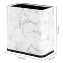 Coloch 2.4 Gallon/9L Rectangle Marble Print Metal Trash Can, Stainless Steel Bathroom Wastebasket Narrow Garbage Bin Invisi-Overlap Open Top Rubbish Bin for Bathroom, Kitchen, Home, Hotel