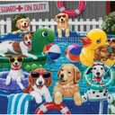 Bits and Pieces  1000 Piece Jigsaw Puzzle for Adults  Puppy Pool Party - Summer Swimming Dog Jigsaw Puzzle by Artist William Vanderdasson, Completed Puzzle Size: 20" x 27"