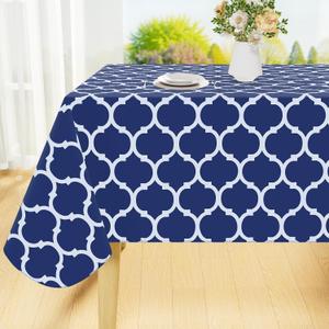 Smiry Square Tablecloth, Waterproof Vinyl Tablecloths with Flannel Backing for Square Tables, Wipeable Spillproof Plastic Tablecloth for Dining, Camping, Indoor and Outdoor (60"x60", Navy)