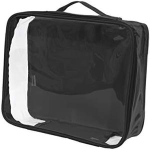 Medium Clear Travel Packing Cube/See-Through Clothes Organizer for Carry on & Checked Suitcase, RV or Camping/Transparent Storage Cell/Doll Storage/Game Day Stadium Approved (Black)