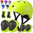 Toddler Kids Bike Helmet Set - Adjustable Cycling Helmet with Knee, Elbow Pads & Wrist Guards Sport Protective Gear Little Kid (Small: 20.1"-21.2"/51-54cm, Green)